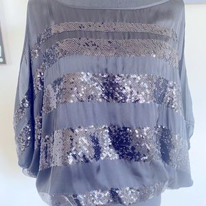 WORN ONCE: Bebe black sequin Blouse